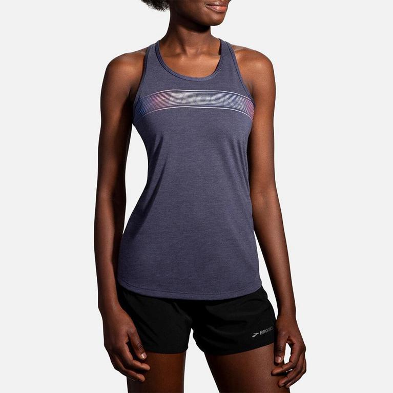 Brooks DISTANCE GRAPHIC Running Tank Top Womens Online - Grey (SNU921054)